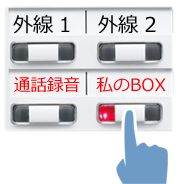 赤く点灯した「私のBOXボタン」を指で押しているイメージ