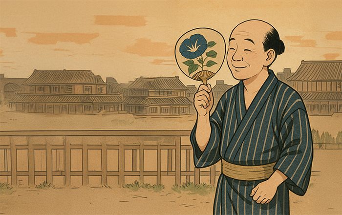 江戸時代の人がうちわを持つイメージ