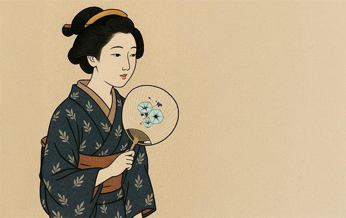 江戸時代のうちわを持つ女性イメージ