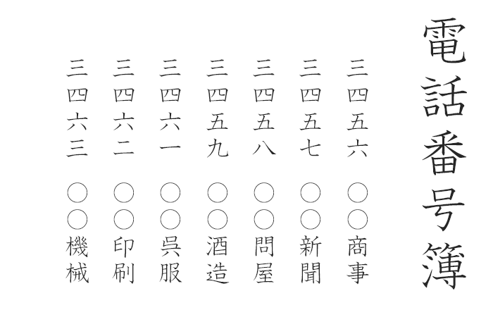電話番号簿(電話番号入り)イメージ