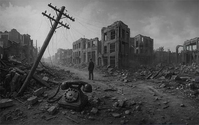 戦後インフラが被害を受けたイメージ